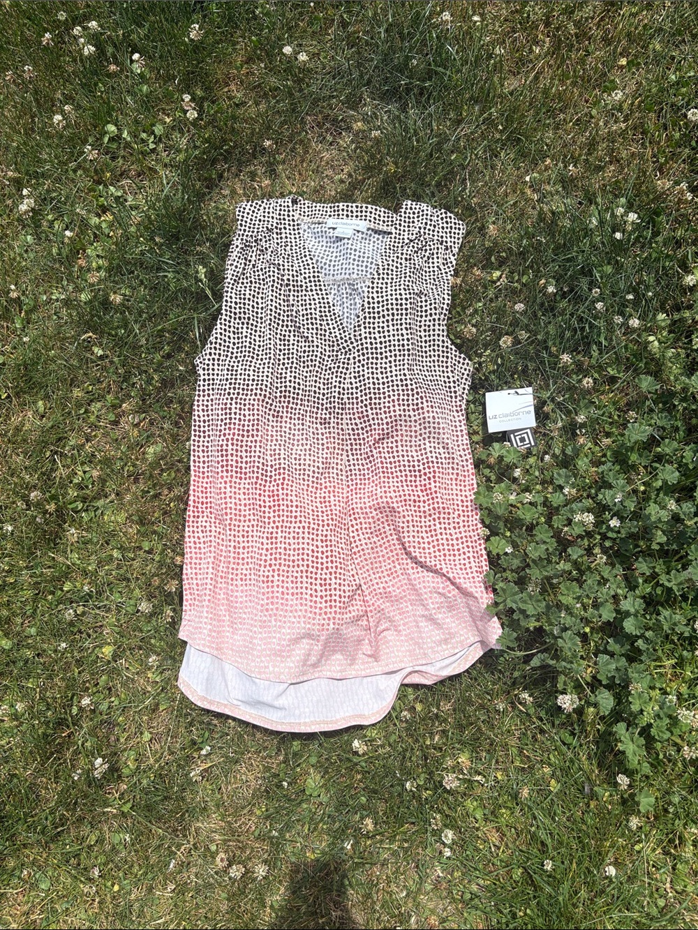 Liz Claiborne Pink Ombre Dot V-Neck Sleeveless Top